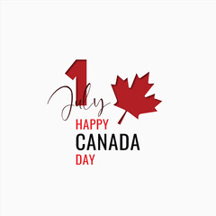 Fototapeta na wymiar Happy 1st of July Canada Day card or background with Maple leaf.