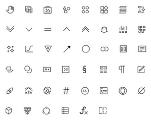 Art, drawing, web, design and self development graphic design icon set. Line Style vector. Set of Vector Line Icons Related to self Improvement, Personal Growth, Self Education.