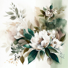 Water color bouquet of lilies