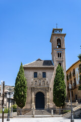 Fototapeta na wymiar The Santa Ana church , officially the parish church of San Gil and Santa Ana, in Granada, Spain