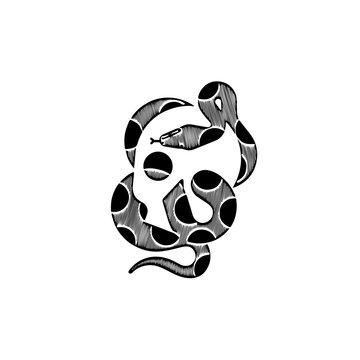 Traditional black and white snake tattoo. isolated on a white background. Tattoo sketch