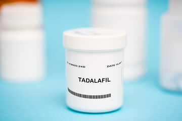 Tadalafil medication In plastic vial