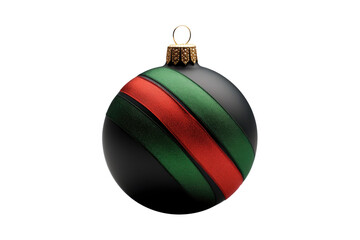 Green Christmas ball with ribbon and a bow on white background. Generative AI