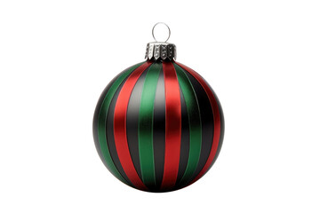 Green Christmas ball with ribbon and a bow on white background. Generative AI