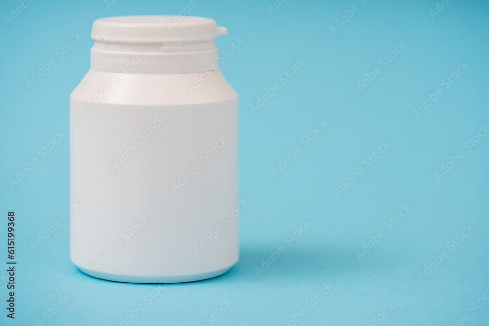 Sticker white plastic container for medical supplies