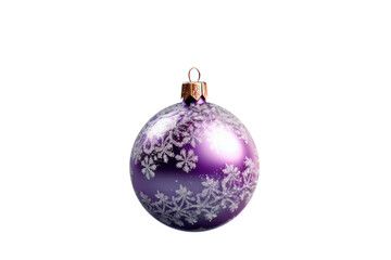 Purple Christmas ball with ribbon and a bow on white background. Generative AI