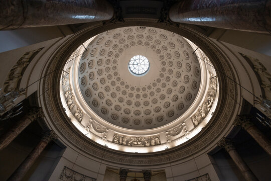 TURIN, ITALY, APRIL 11, 2023 - View of the inner of the dome Gran Madre di Dio Church in Turin (Torino), Piedmont, Italy