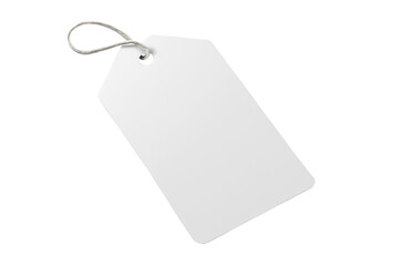 Single blank tag with tied thread isolated on white background. Generative AI