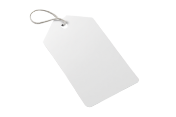 Single blank tag with tied thread isolated on white background. Generative AI