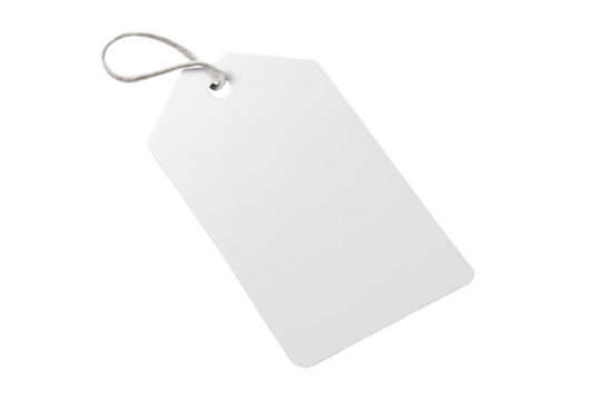 Single blank tag with tied thread isolated on white background. Generative AI