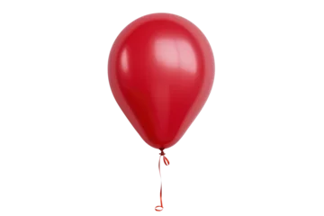 Fotobehang Red helium balloon. Birthday balloon flying for party and celebrations. Isolated on white background. Generative AI © premyuda