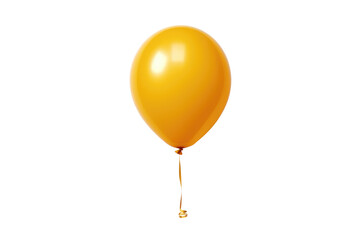 Yellow helium balloon. Birthday balloon flying for party and celebrations. Isolated on white background. Generative AI - obrazy, fototapety, plakaty