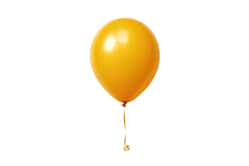 Fotobehang Yellow helium balloon. Birthday balloon flying for party and celebrations. Isolated on white background. Generative AI © premyuda
