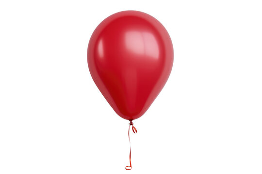 Fototapeta Red helium balloon. Birthday balloon flying for party and celebrations. Isolated on white background. Generative AI
