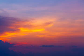 Fototapeta na wymiar Clouds and orange sky,panoramic sunset sky and clouds background