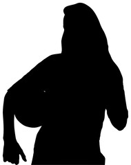 Digital png silhouette image of woman holding ball on transparent background