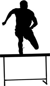 black silhouette athlete jumping hurdle clip art preview