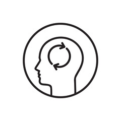 thinking or mind process icon with thin line head. lineart trend modern stroke option logotype graphic design element isolated on white background. concept of daily routine or altered consciousness