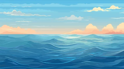 Gardinen vector calm sea or ocean surface with small waves and blue sky vector illustration © vvalentine