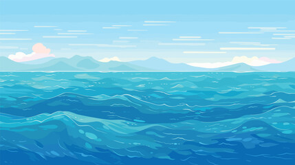 vector calm sea or ocean surface with small waves and blue sky vector illustration © vvalentine