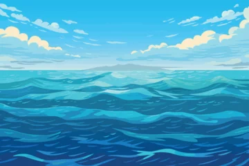 Foto op Plexiglas vector calm sea or ocean surface with small waves and blue sky vector illustration © vvalentine