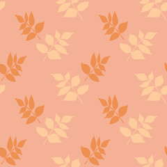 Seamless pattern with leaves in pastel colors.