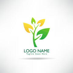 creative tree and leaf green logo vector. green environmental concept, ecological.