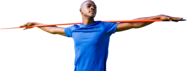 Digital png photo of african american javelin thrower male on transparent background