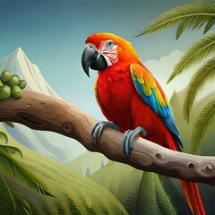 parrot on a branch generated ai