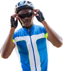 Foto op Canvas Digital png photo of african american cyclist on transparent background © vectorfusionart