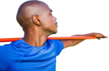 Digital png photo of african american javelin thrower male on transparent background