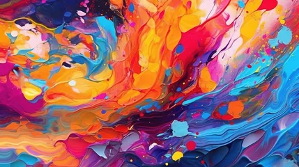 Fototapete Fantasielandschaft Abstract painting with vibrant colors . Fantasy concept , Illustration painting.