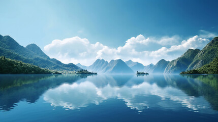 Fototapeta na wymiar lake and mountains HD 8K wallpaper Stock Photographic Image