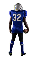 Digital png photo of back view of african american rugby player on transparent background © vectorfusionart