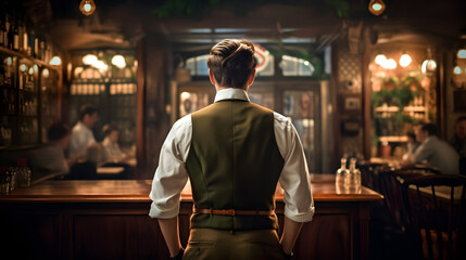 Obraz premium Cheers to the Unsung Heroes: Happy Waiter Day! AI Generative