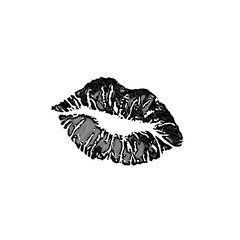 Black and white tattoo sketch of female lips. Vector illustration.