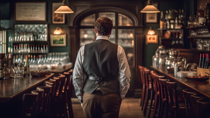 Fototapeta premium Cheers to the Unsung Heroes: Happy Waiter Day! AI Generative