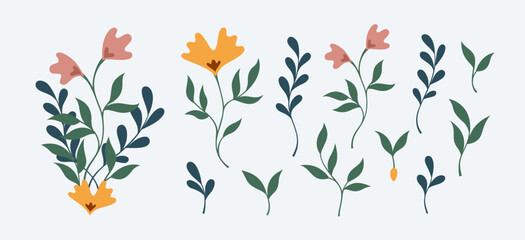 A collection of vintage summer flat flowers.