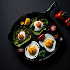 Fototapeta na wymiar Fried eggs photography, generative ai