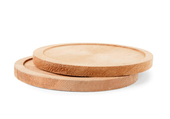 Wooden kitchen boards on white background