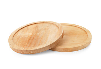 Wooden kitchen boards on white background