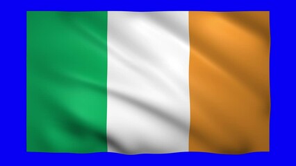 Ireland flag on green screen for chroma key