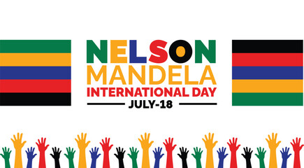 Nelson Mandela International Day background, banner, poster and card design template with standard color celebrated in july.