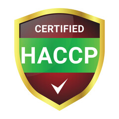Hazard Analysis Critical Control Point Or HACCP Certified Badge, Label, Stamp, Rubber, Food And Drug Administration Approved, Health And Medicine Related Design, Product Label Vector Illustration