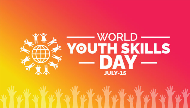 World Youth Skills Day background, banner, poster and card design template with standard color celebrated in july.