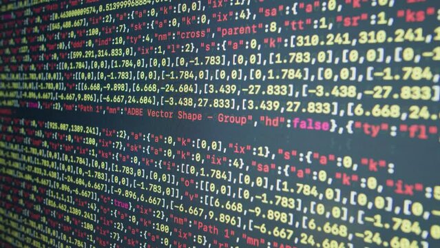 Chat AI generating Coding UX UI script code text on screen, HTML5 in editor for website development, Close up Macro of Programming code software developer. 
