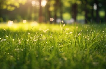 grass lawn in summer sunlight generative AI