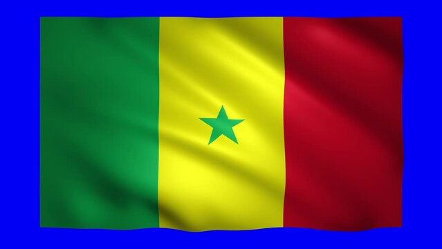 Senegal flag on green screen for chroma key