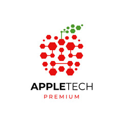 Digital fruit logo. Concept of logo in the form of a apple with circuit board design template