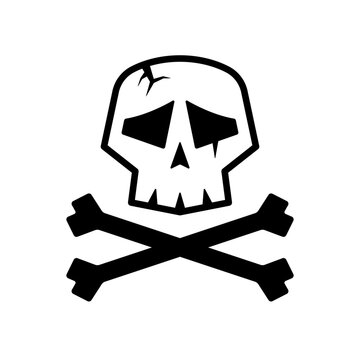 recommend clip art: Skull and crossbones icon. Black contour linear silhouette. Front view. Editable strokes. Vector simple flat graphic illustration. Isolated object on a white background. Isolate.
